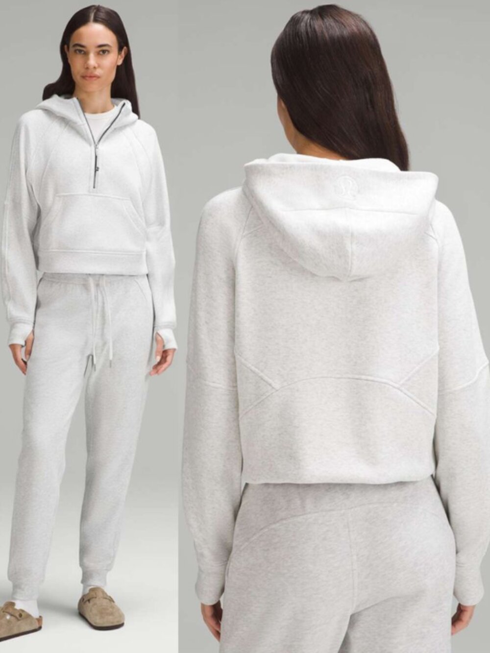 Lululemon Scuba Oversized Half-Zip Hoodie Plush Heathered White